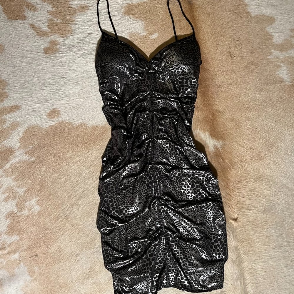 Vintage y2k Jump Apparel Metallic Snakeskin Ruched dress